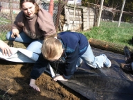 Orlomoni si staví pískoviště, duben 2008